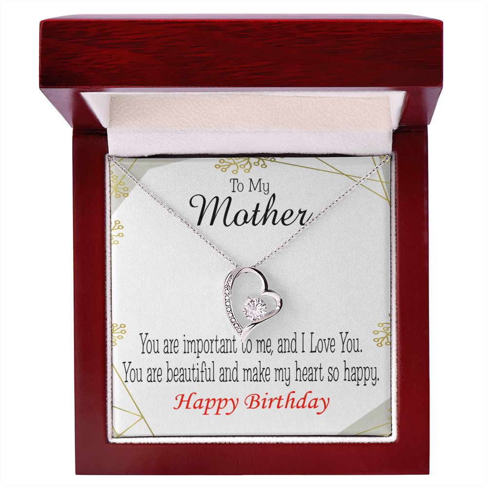 To Mom Birthday Message Beautiful Lady Mom Forever Necklace w Message Card-Express Your Love Gifts