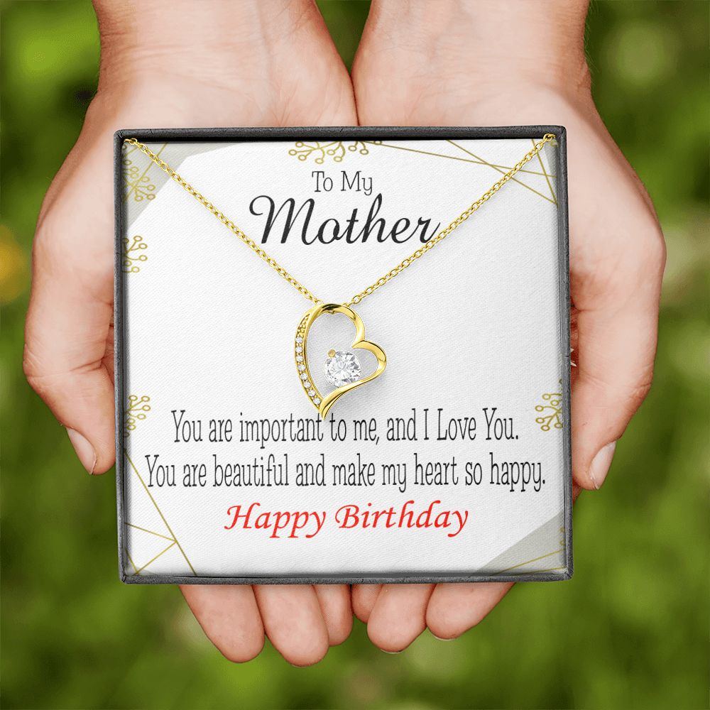 To Mom Birthday Message Beautiful Lady Mom Forever Necklace w Message Card-Express Your Love Gifts