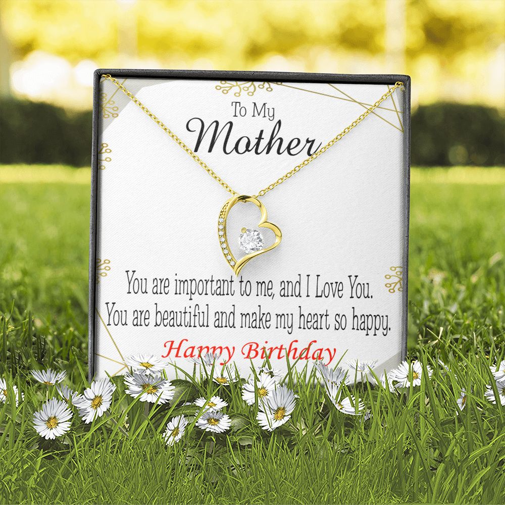 To Mom Birthday Message Beautiful Lady Mom Forever Necklace w Message Card-Express Your Love Gifts