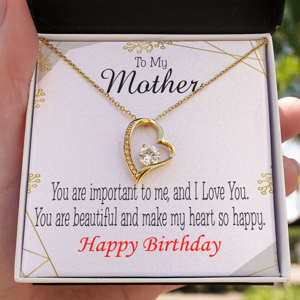 To Mom Birthday Message Beautiful Lady Mom Forever Necklace w Message Card-Express Your Love Gifts