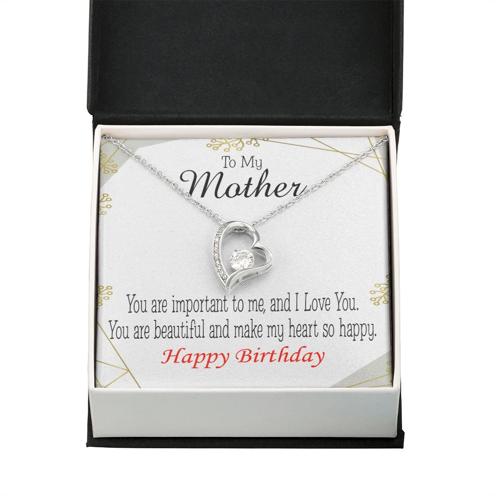 To Mom Birthday Message Beautiful Lady Mom Forever Necklace w Message Card-Express Your Love Gifts