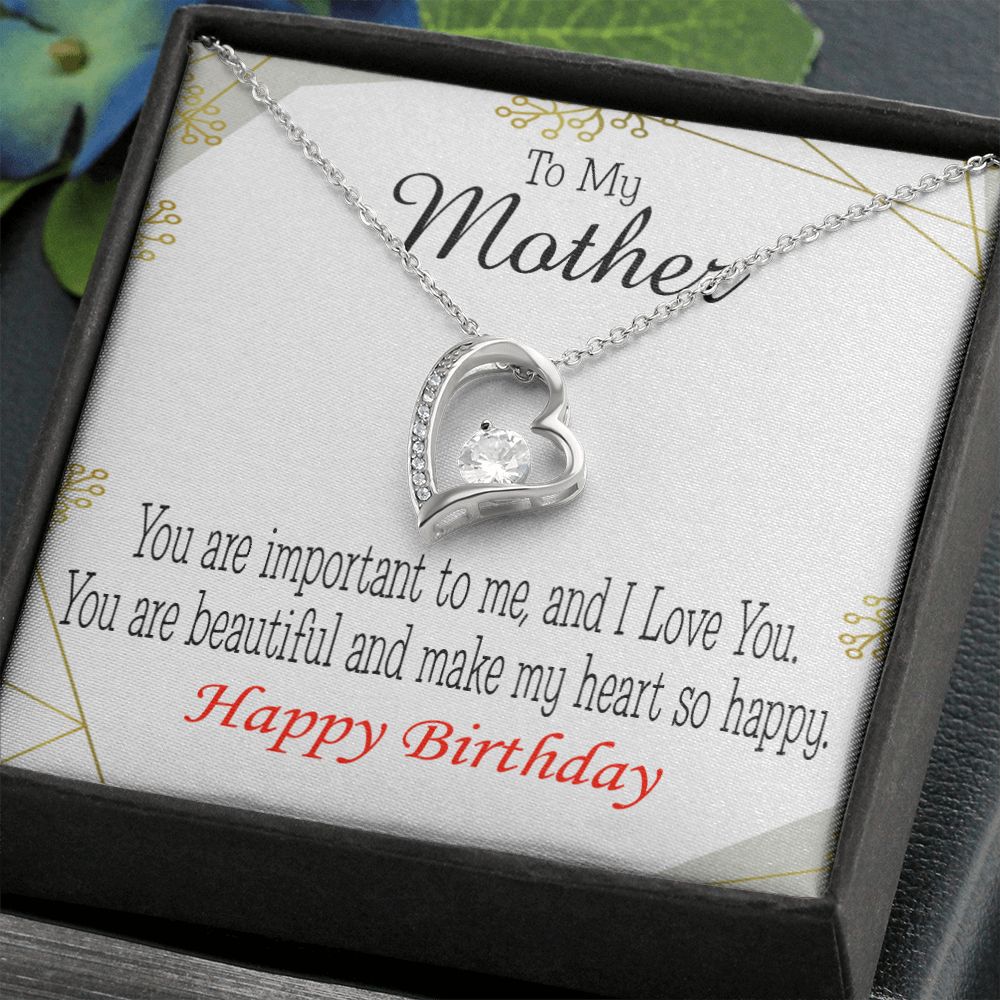 To Mom Birthday Message Beautiful Lady Mom Forever Necklace w Message Card-Express Your Love Gifts