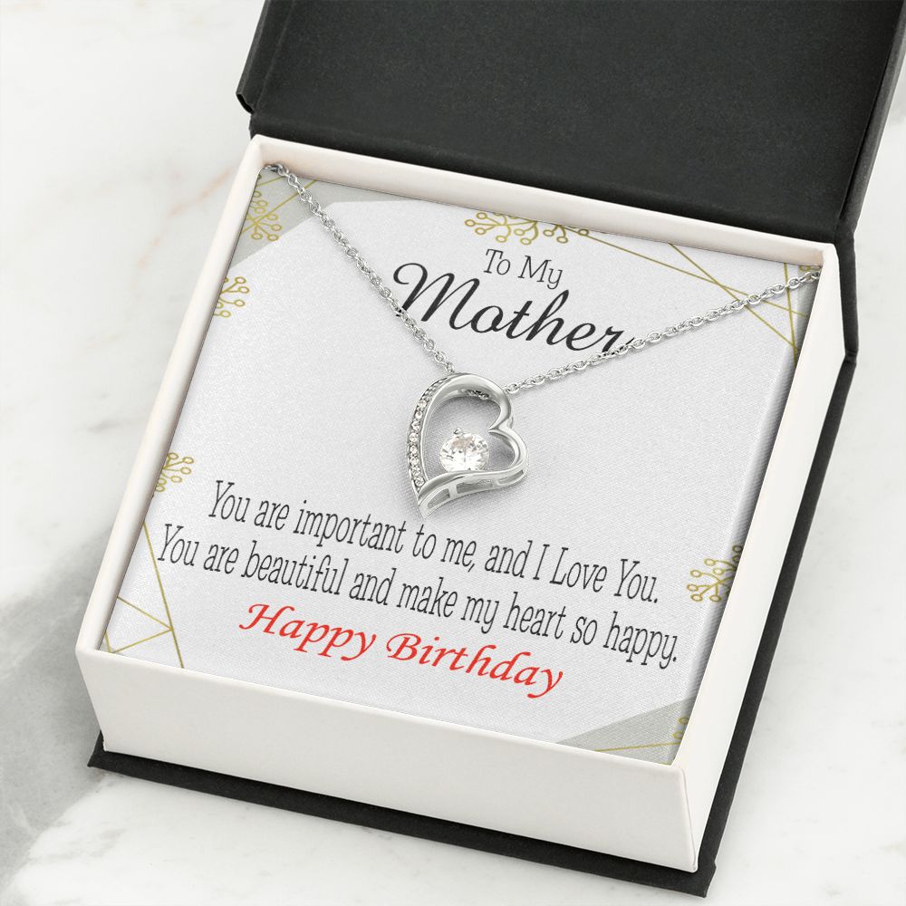 To Mom Birthday Message Beautiful Lady Mom Forever Necklace w Message Card-Express Your Love Gifts