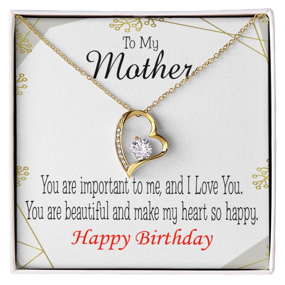 To Mom Birthday Message Beautiful Lady Mom Forever Necklace w Message Card-Express Your Love Gifts