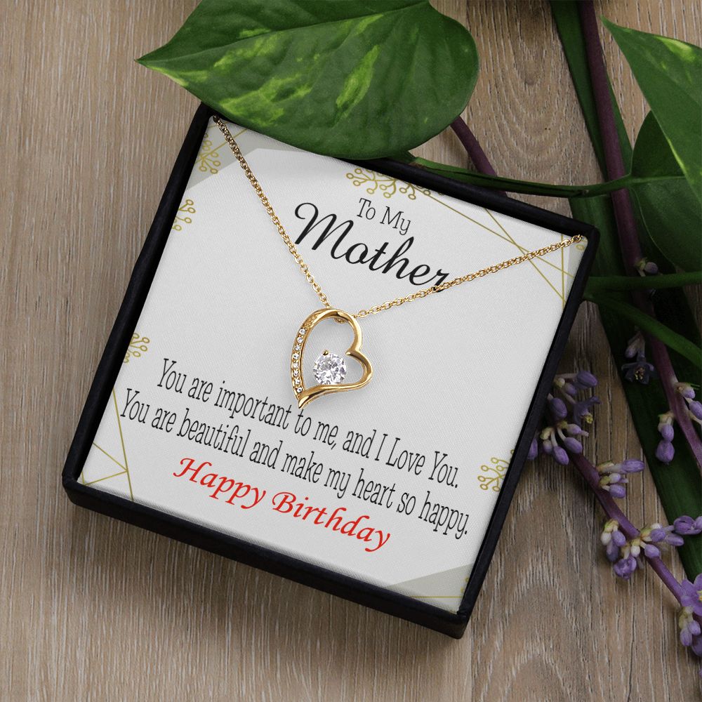 To Mom Birthday Message Beautiful Lady Mom Forever Necklace w Message Card-Express Your Love Gifts