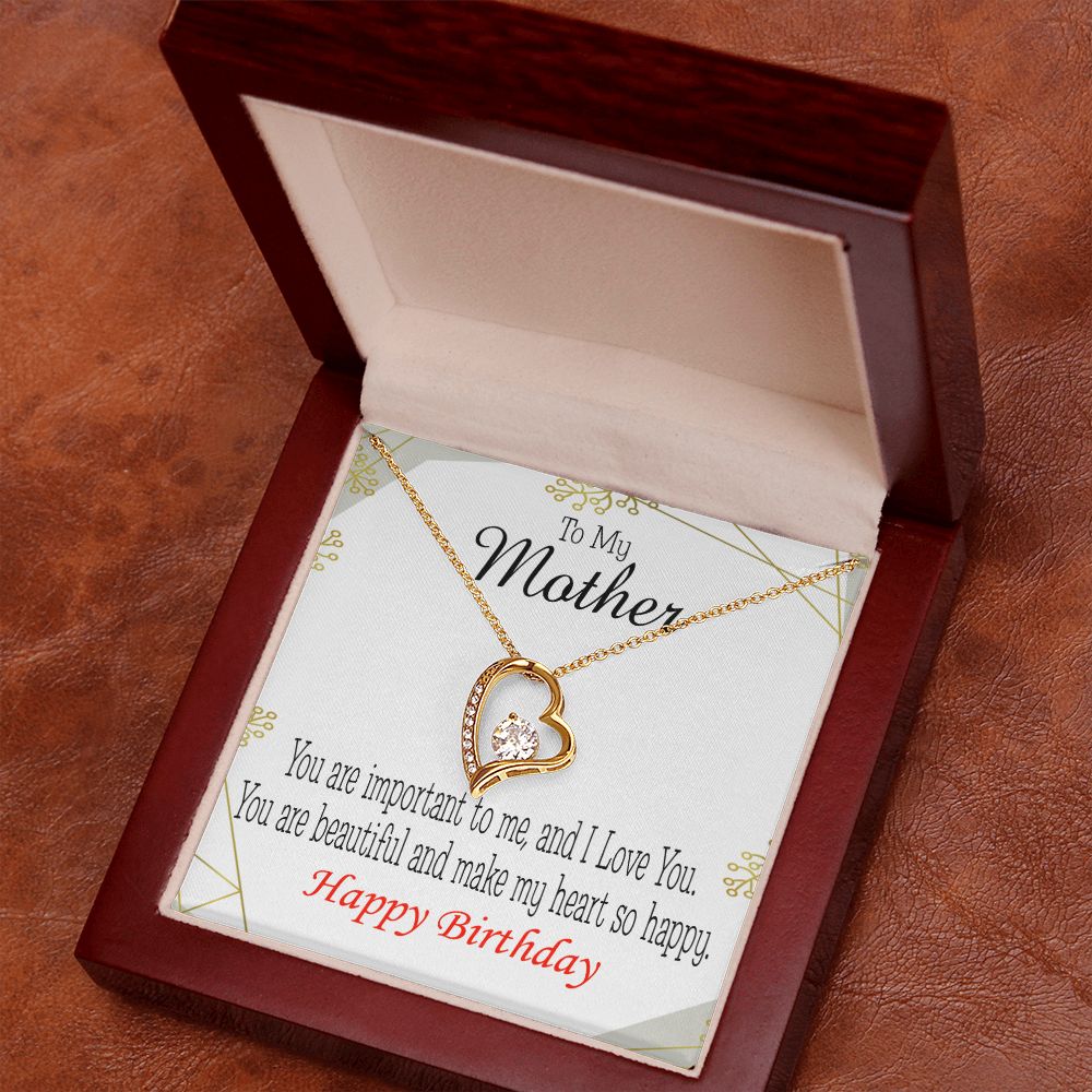 To Mom Birthday Message Beautiful Lady Mom Forever Necklace w Message Card-Express Your Love Gifts