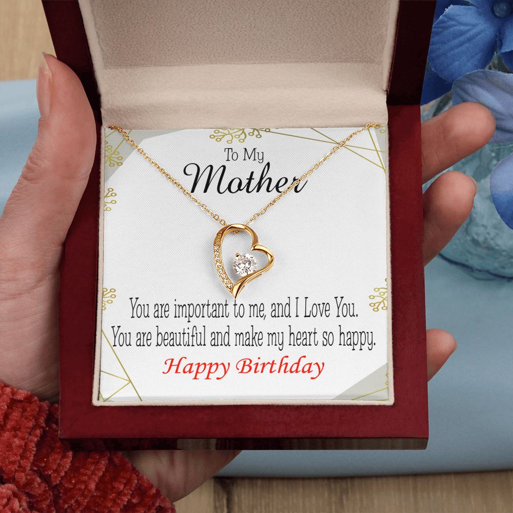 To Mom Birthday Message Beautiful Lady Mom Forever Necklace w Message Card-Express Your Love Gifts