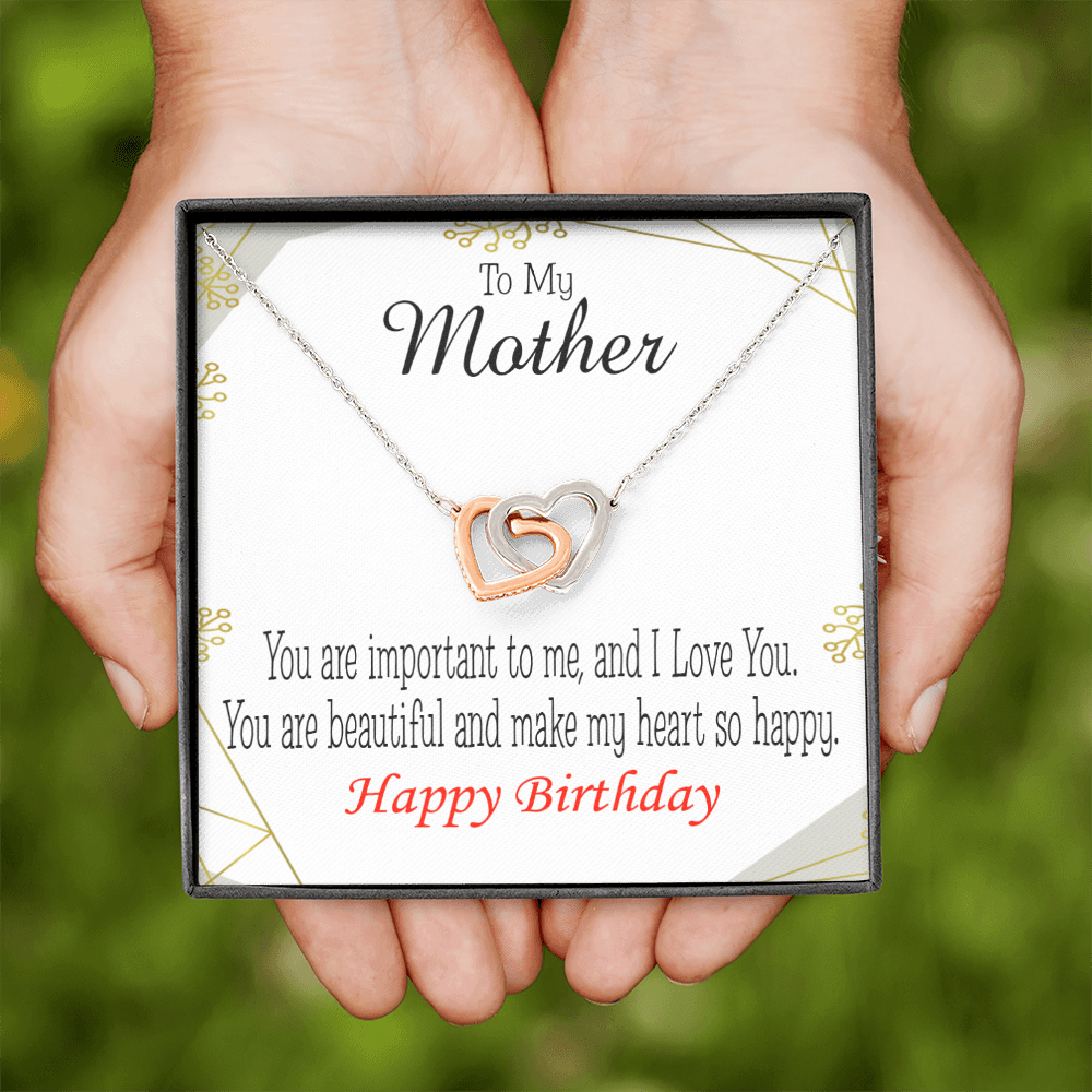 To Mom Birthday Message Beautiful Lady Mom Inseparable Necklace-Express Your Love Gifts