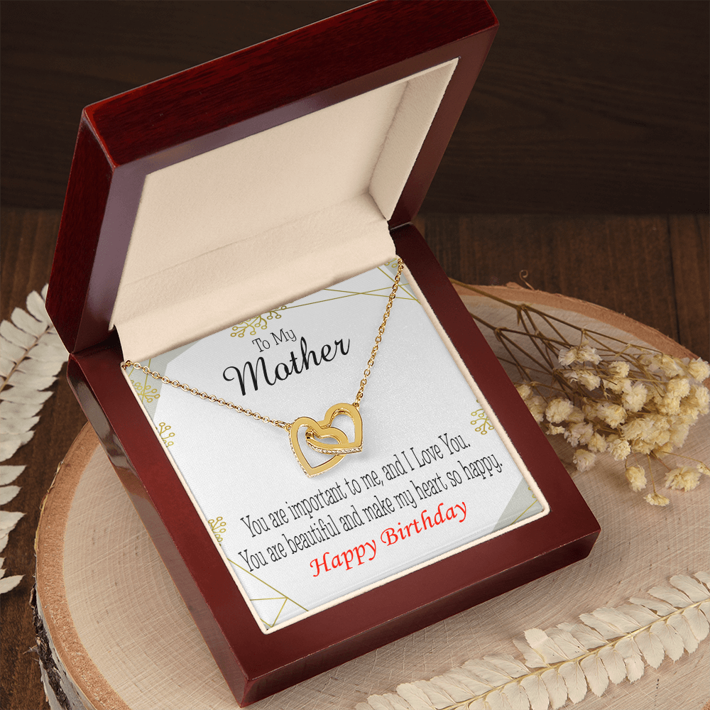 To Mom Birthday Message Beautiful Lady Mom Inseparable Necklace-Express Your Love Gifts