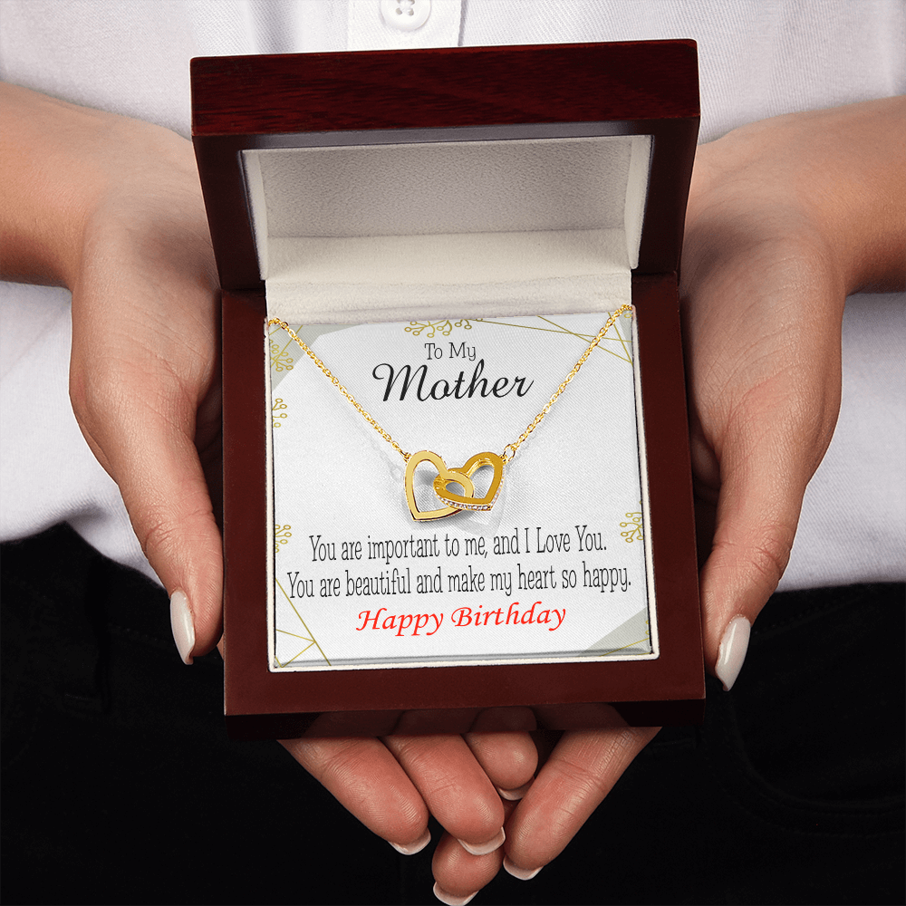 To Mom Birthday Message Beautiful Lady Mom Inseparable Necklace-Express Your Love Gifts