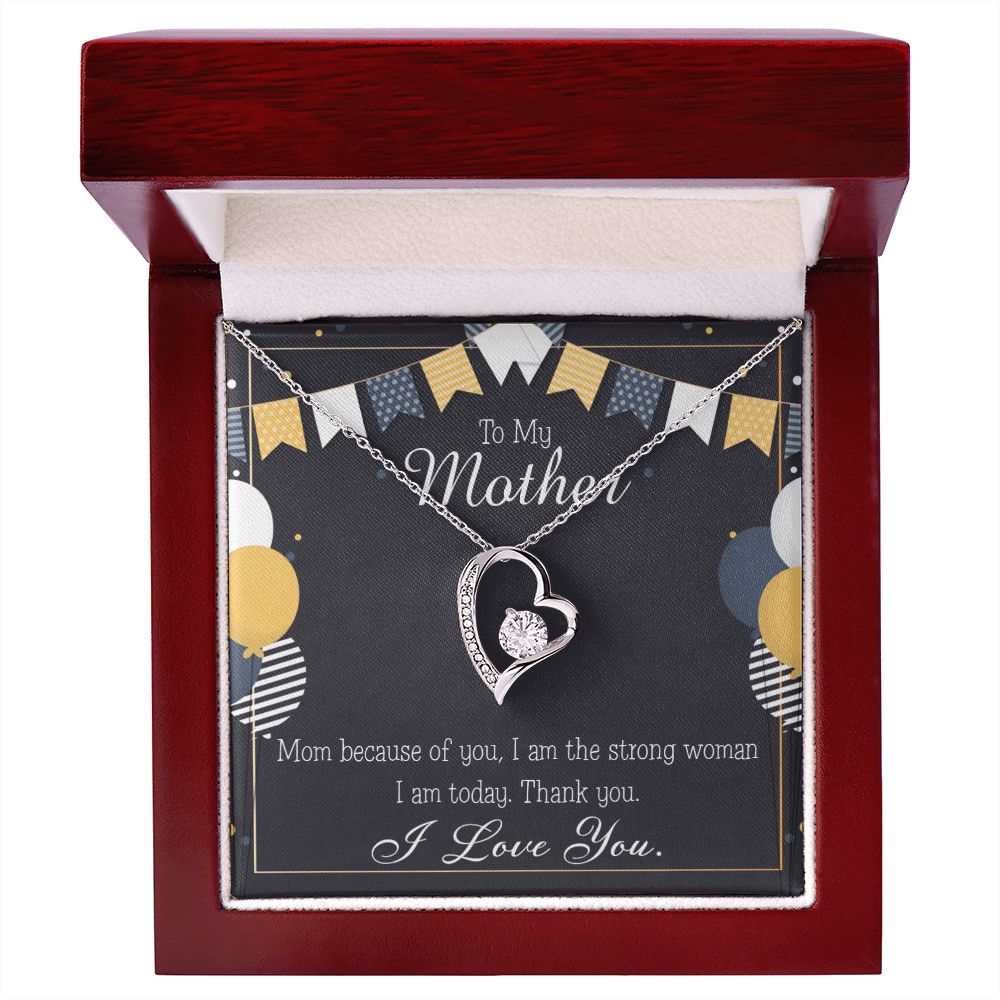 To Mom Birthday Message Because of You Mom Forever Necklace w Message Card-Express Your Love Gifts