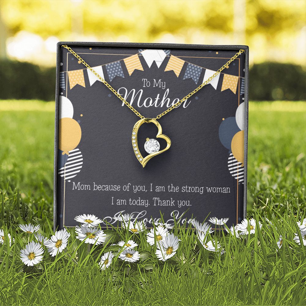 To Mom Birthday Message Because of You Mom Forever Necklace w Message Card-Express Your Love Gifts