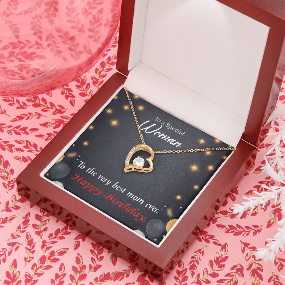 To Mom Birthday Message Best Mom Ever Forever Necklace w Message Card-Express Your Love Gifts