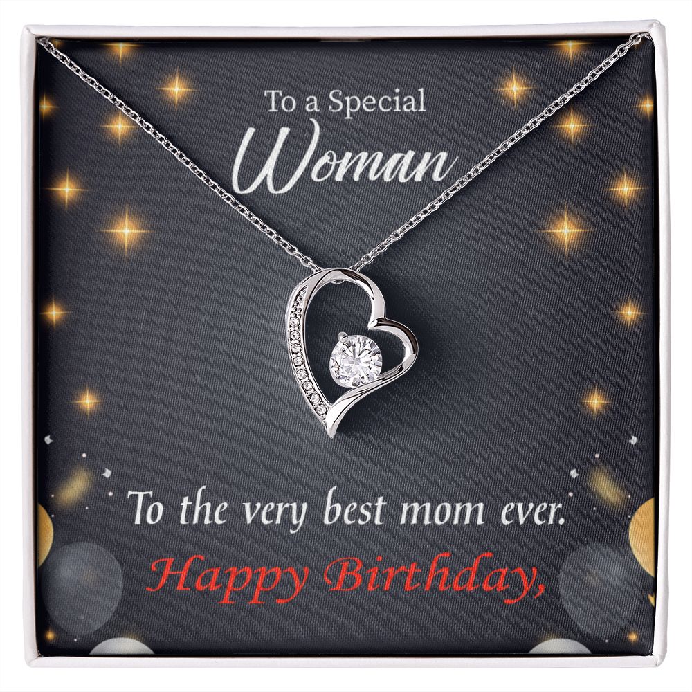 To Mom Birthday Message Best Mom Ever Forever Necklace w Message Card-Express Your Love Gifts