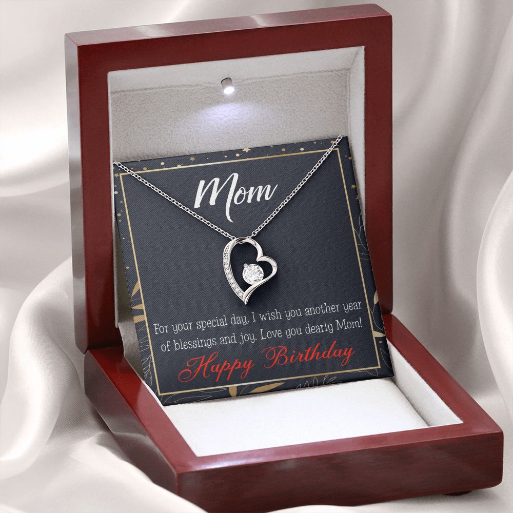 To Mom Birthday Message Blessings and Joy Forever Necklace w Message Card-Express Your Love Gifts
