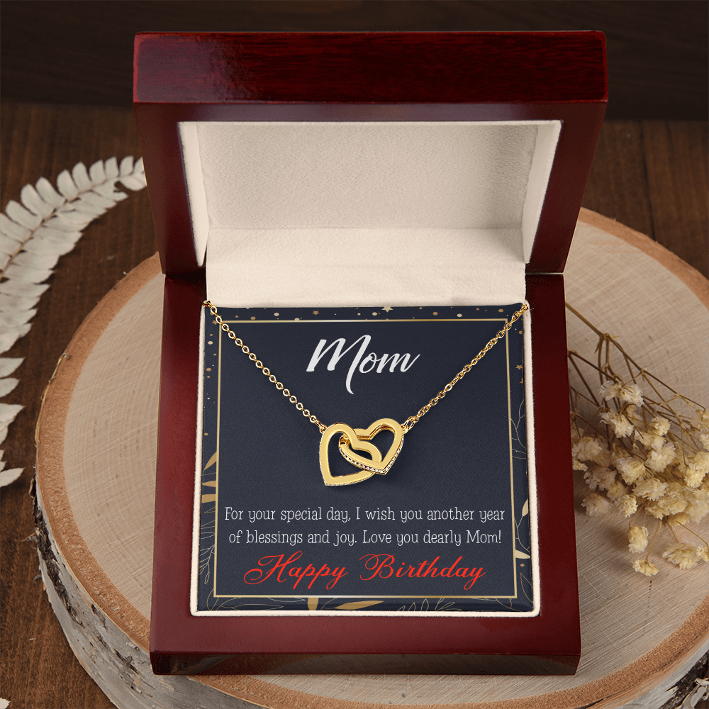 To Mom Birthday Message Blessings and Joy Inseparable Necklace-Express Your Love Gifts