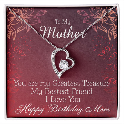 To Mom Birthday Message Greatest Treasure Forever Necklace w Message Card-Express Your Love Gifts