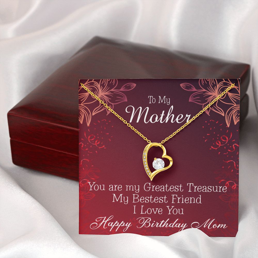 To Mom Birthday Message Greatest Treasure Forever Necklace w Message Card-Express Your Love Gifts