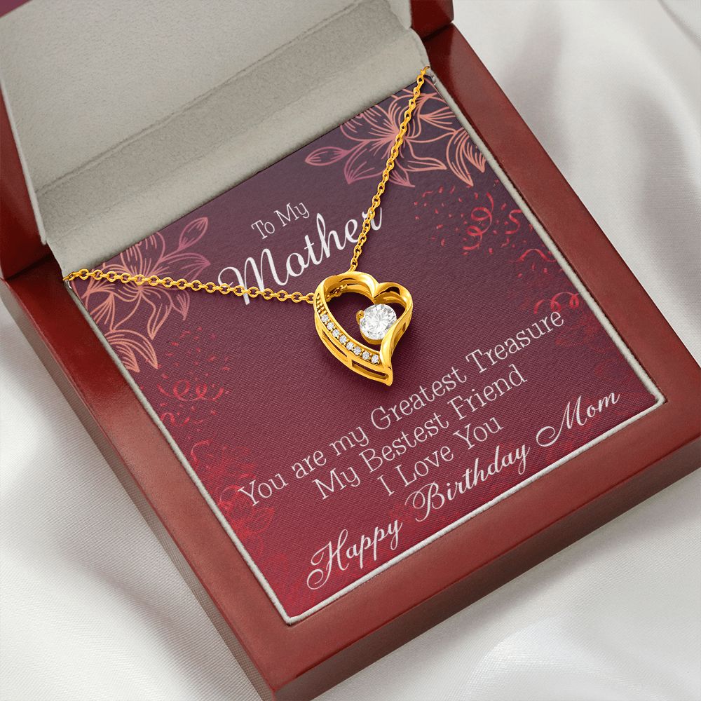 To Mom Birthday Message Greatest Treasure Forever Necklace w Message Card-Express Your Love Gifts