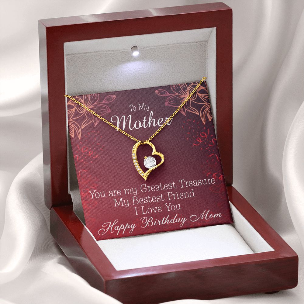 To Mom Birthday Message Greatest Treasure Forever Necklace w Message Card-Express Your Love Gifts