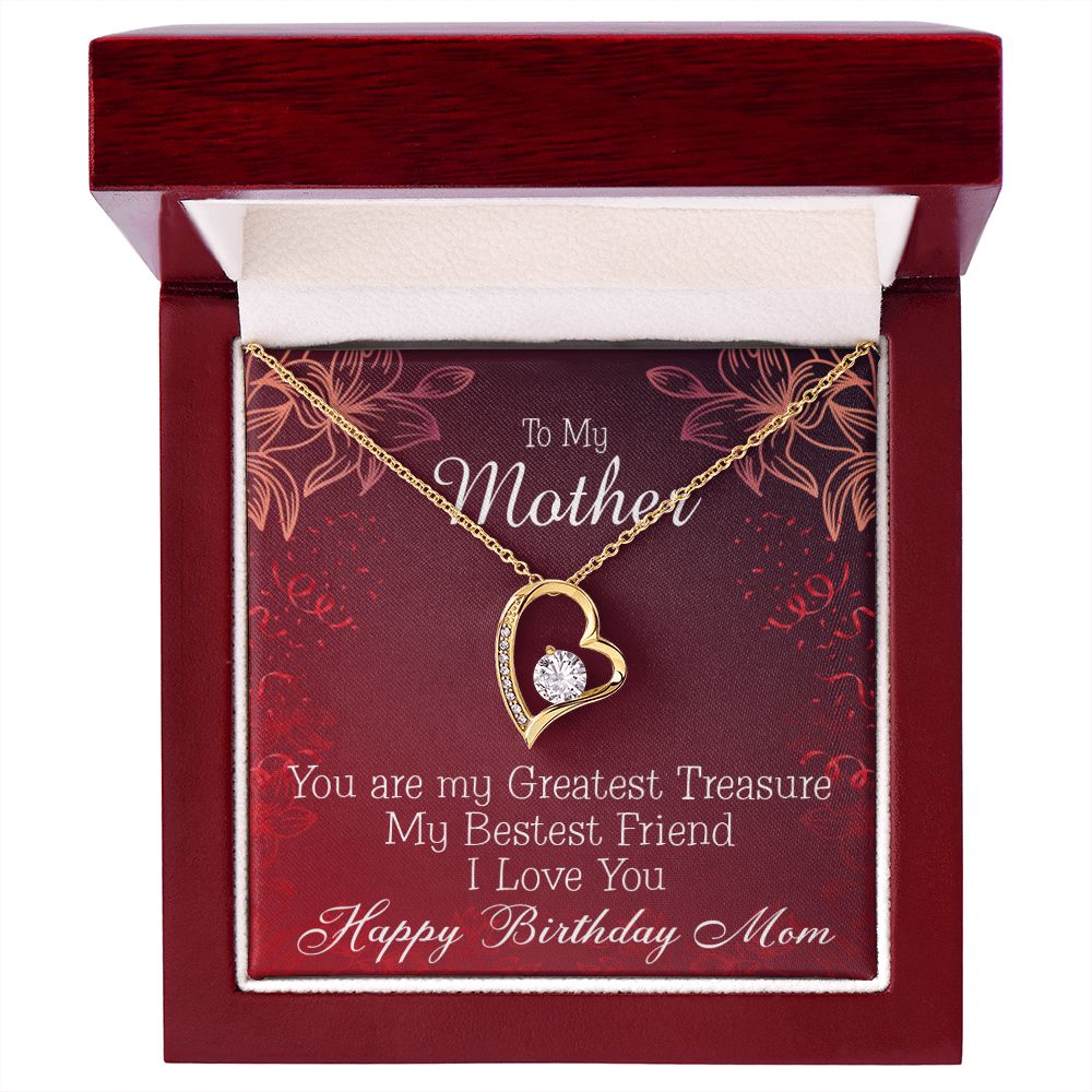 To Mom Birthday Message Greatest Treasure Forever Necklace w Message Card-Express Your Love Gifts