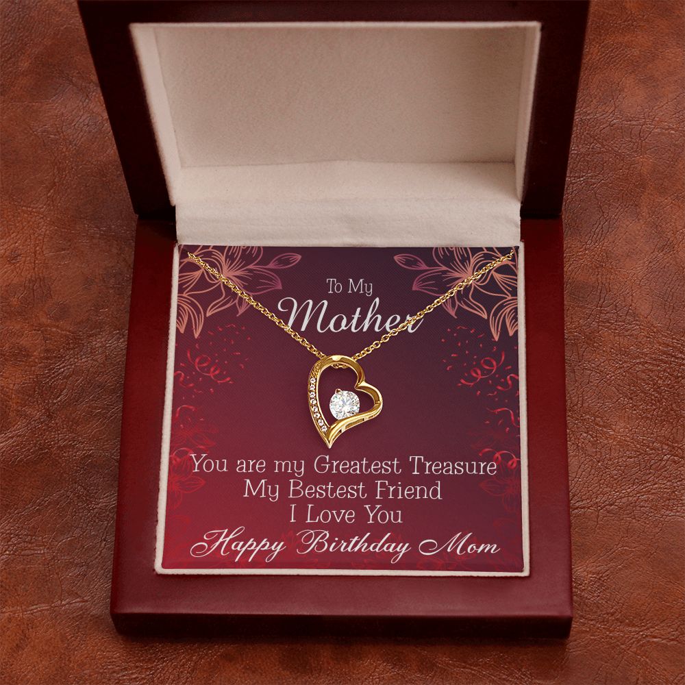 To Mom Birthday Message Greatest Treasure Forever Necklace w Message Card-Express Your Love Gifts