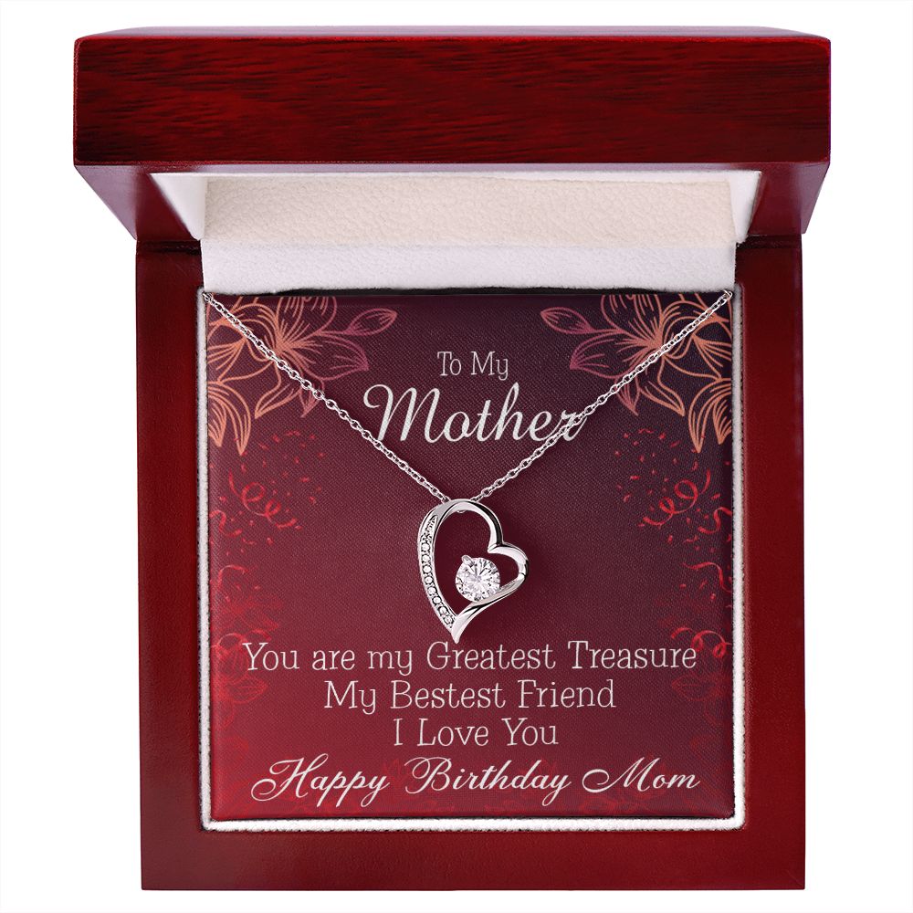 To Mom Birthday Message Greatest Treasure Forever Necklace w Message Card-Express Your Love Gifts