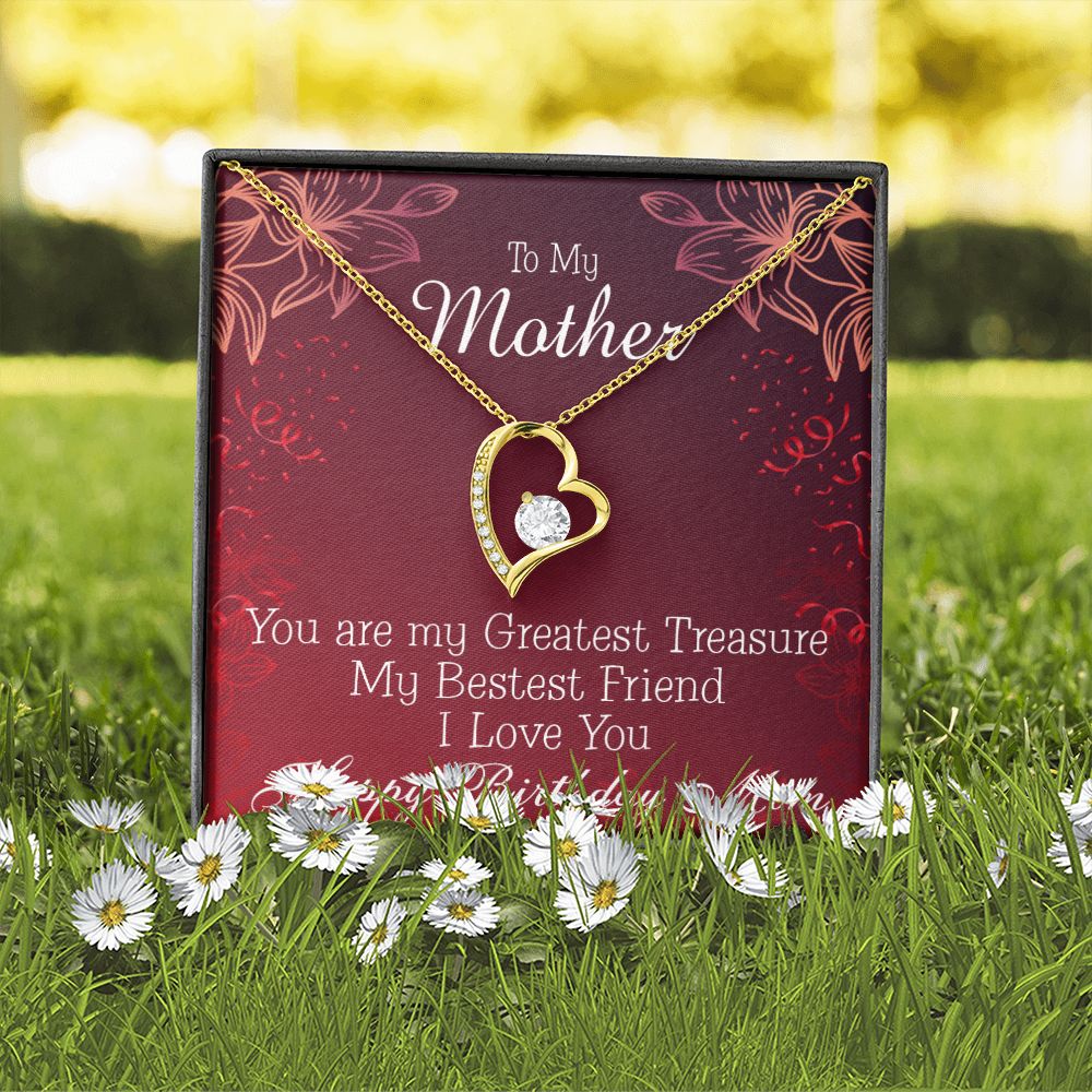 To Mom Birthday Message Greatest Treasure Forever Necklace w Message Card-Express Your Love Gifts