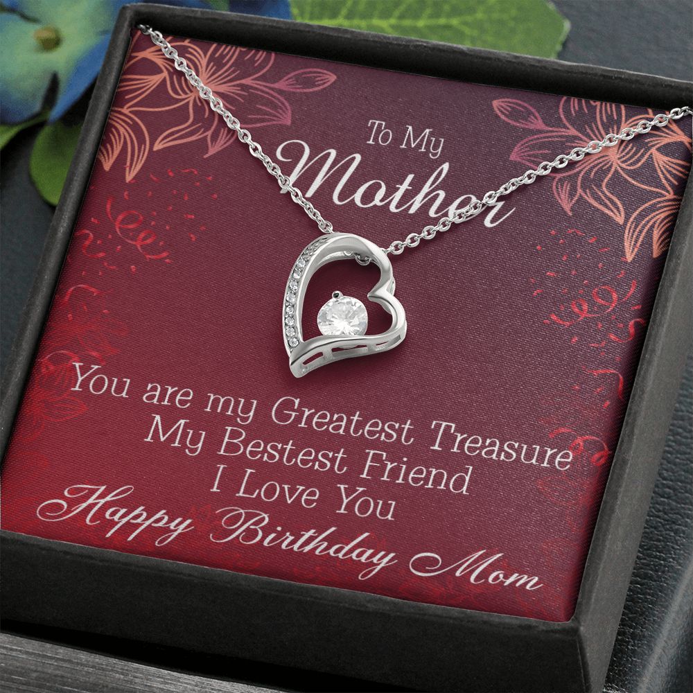 To Mom Birthday Message Greatest Treasure Forever Necklace w Message Card-Express Your Love Gifts
