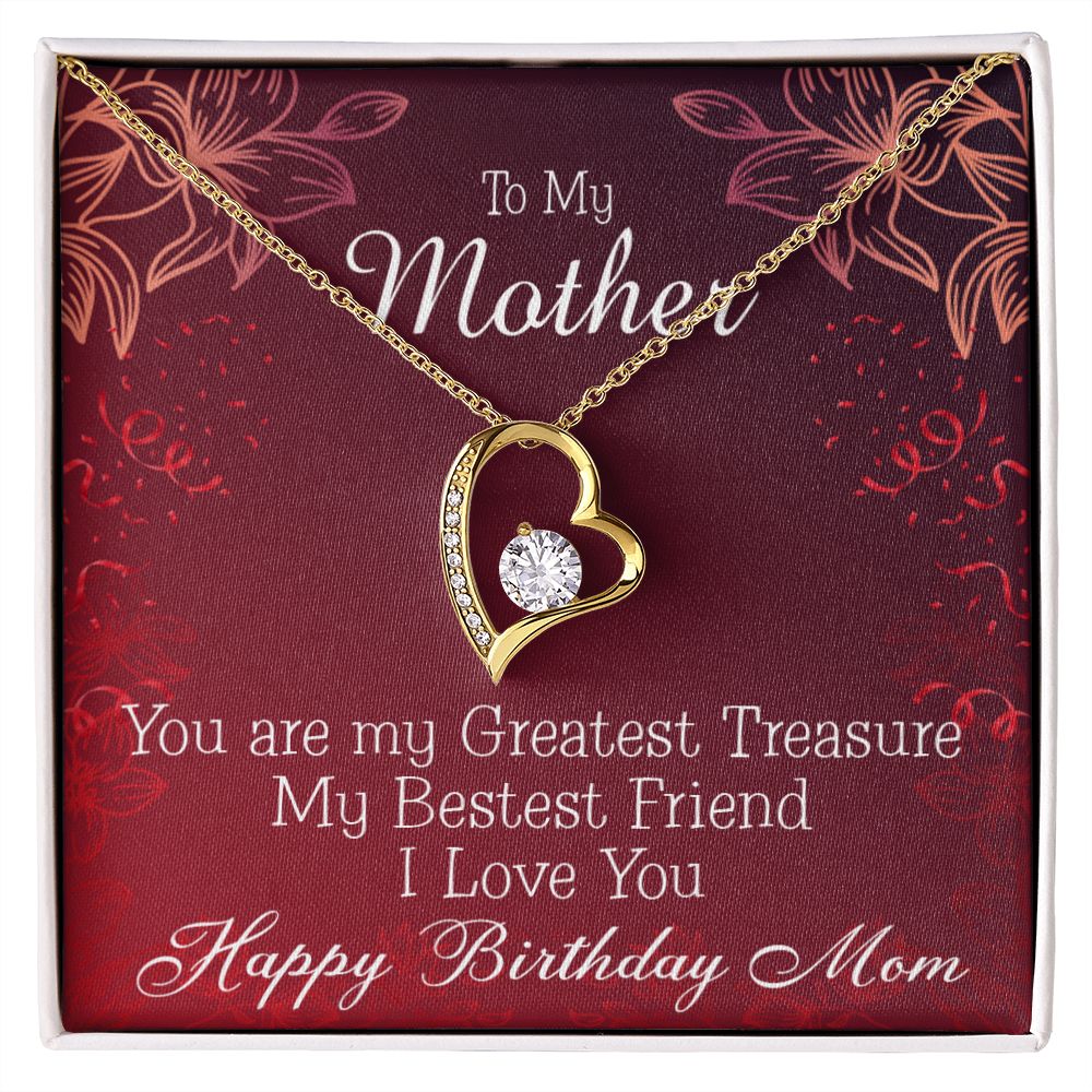 To Mom Birthday Message Greatest Treasure Forever Necklace w Message Card-Express Your Love Gifts