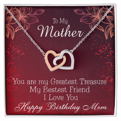 To Mom Birthday Message Greatest Treasure Inseparable Necklace-Express Your Love Gifts