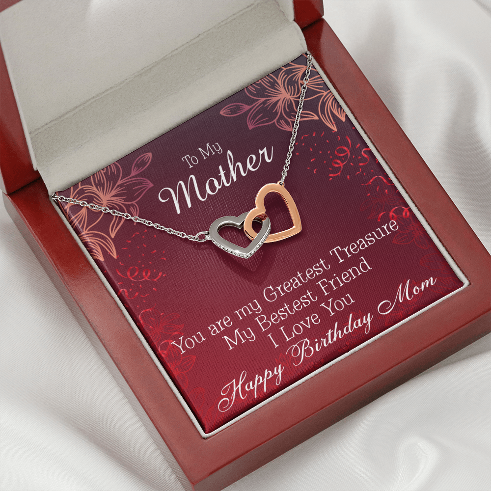 To Mom Birthday Message Greatest Treasure Inseparable Necklace-Express Your Love Gifts