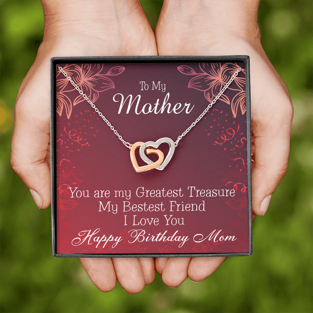 To Mom Birthday Message Greatest Treasure Inseparable Necklace-Express Your Love Gifts