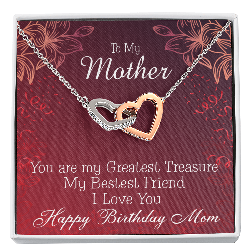 To Mom Birthday Message Greatest Treasure Inseparable Necklace-Express Your Love Gifts