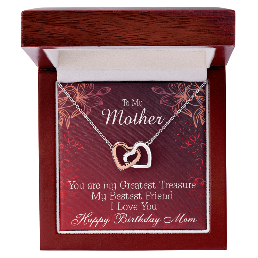 To Mom Birthday Message Greatest Treasure Inseparable Necklace-Express Your Love Gifts