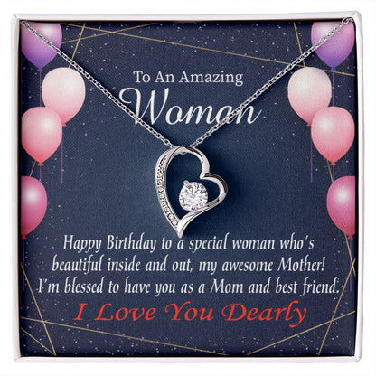 Cubic Zirconia Heart, Happy Birthday Single Mom Message Card