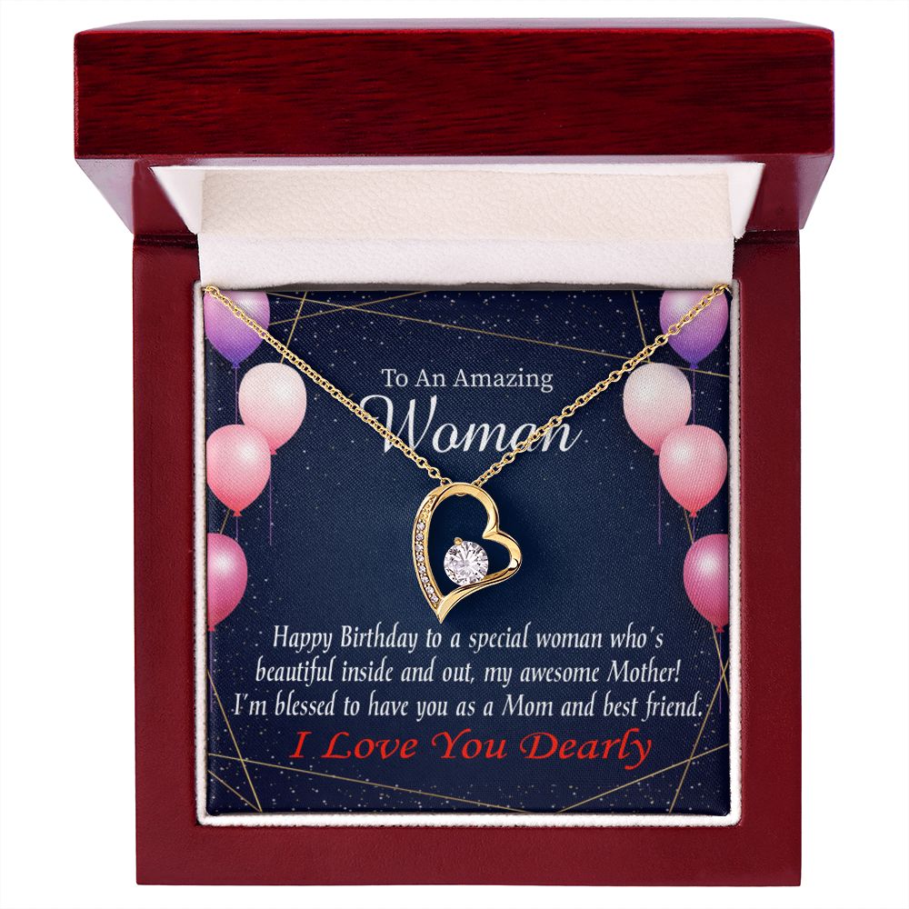 To Mom Birthday Message Mom and Best Friend Forever Necklace w Message Card-Express Your Love Gifts