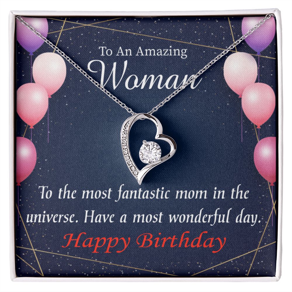 To Mom Birthday Message Most Fantastic Mom Forever Necklace w Message Card-Express Your Love Gifts