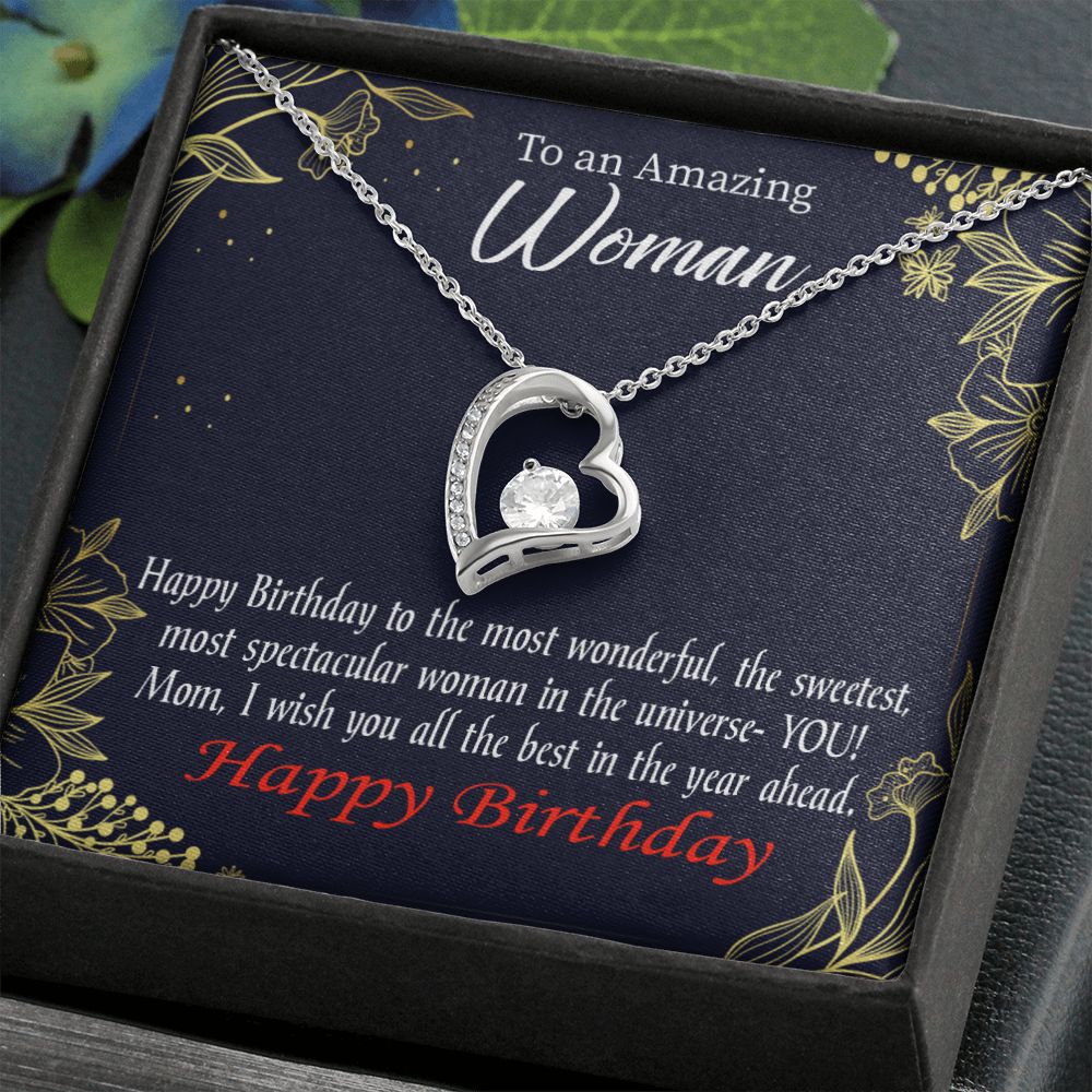 To Mom Birthday Message Spectacular Woman Forever Necklace w Message Card-Express Your Love Gifts