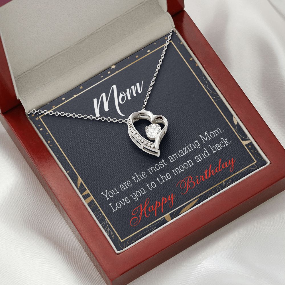 To Mom Birthday Message To the Moon and Back Forever Necklace w Message Card-Express Your Love Gifts