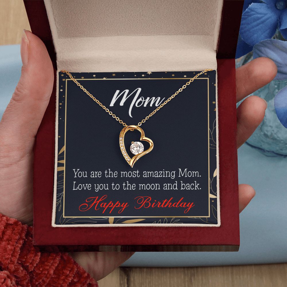 To Mom Birthday Message To the Moon and Back Forever Necklace w Message Card-Express Your Love Gifts