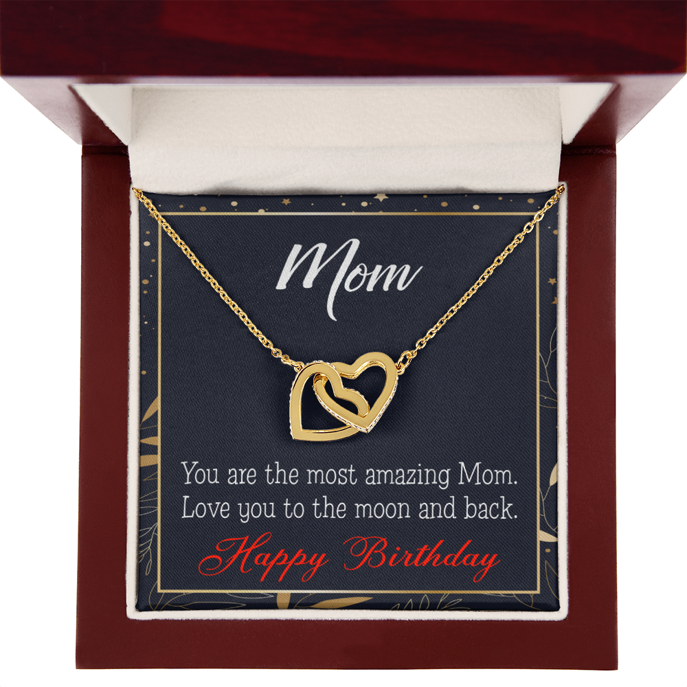 To Mom Birthday Message To the Moon and Back Inseparable Necklace-Express Your Love Gifts
