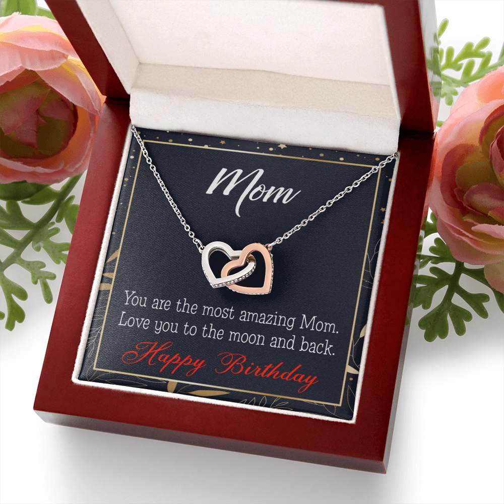 To Mom Birthday Message To the Moon and Back Inseparable Necklace-Express Your Love Gifts