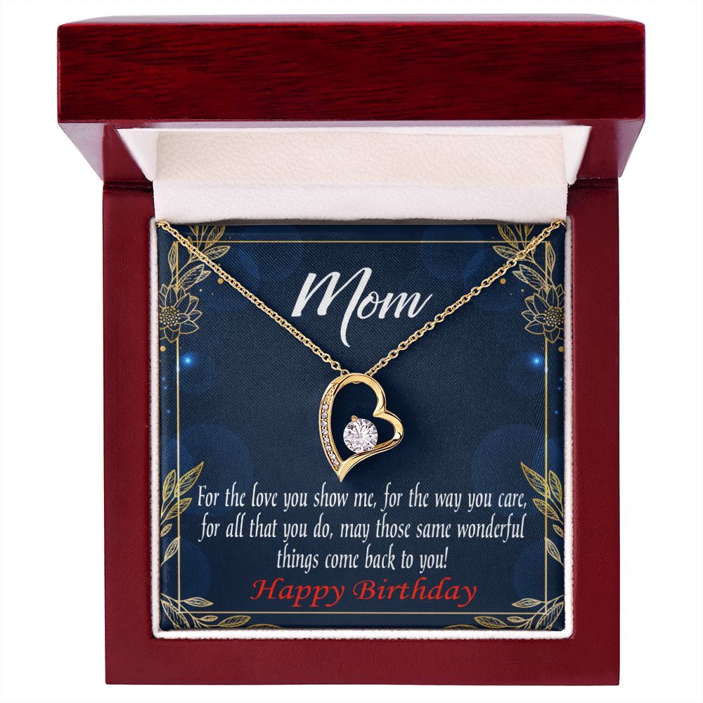 To Mom Birthday Message Wonderful Things Forever Necklace w Message Card-Express Your Love Gifts
