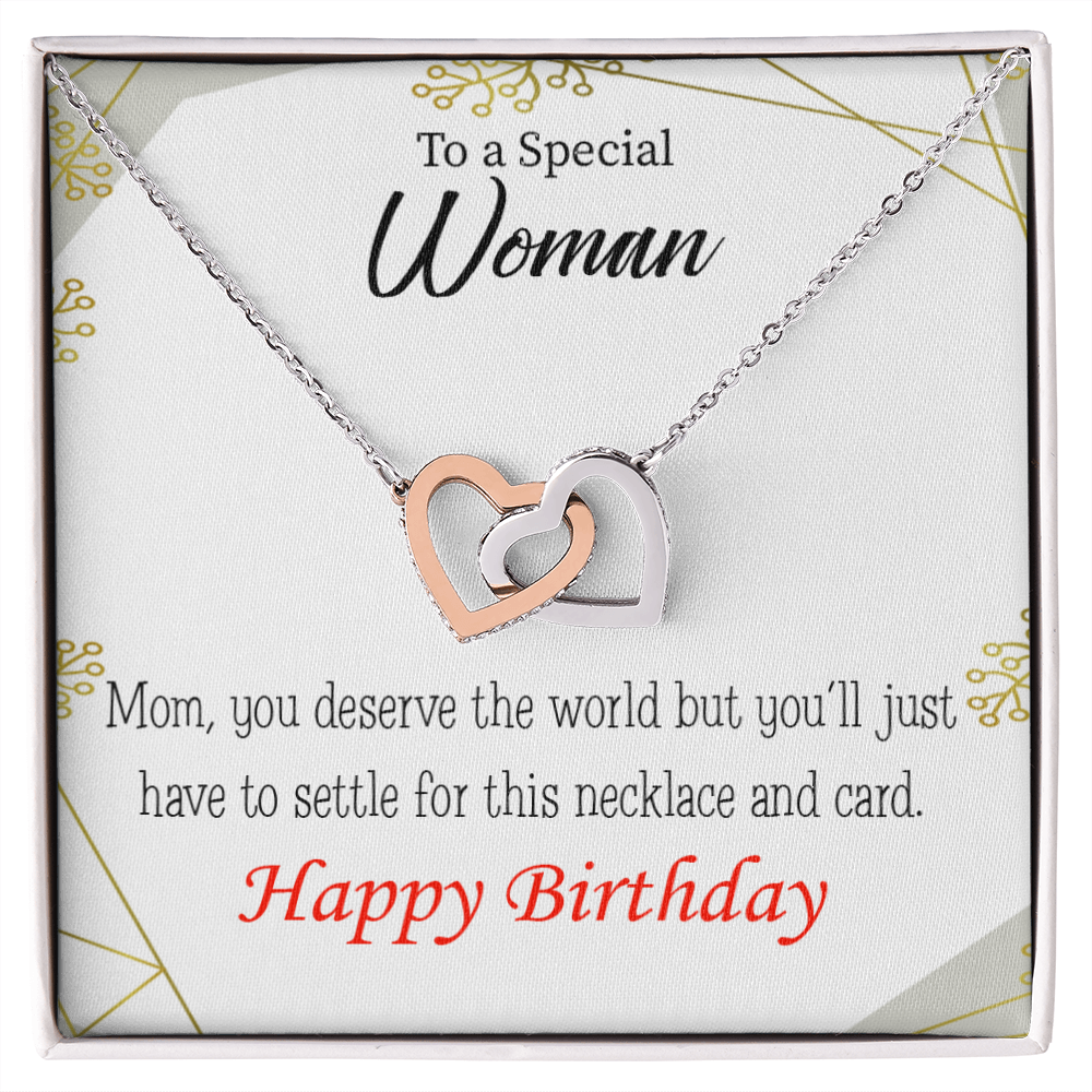 To Mom Birthday Message You Deserve the World Inseparable Necklace-Express Your Love Gifts