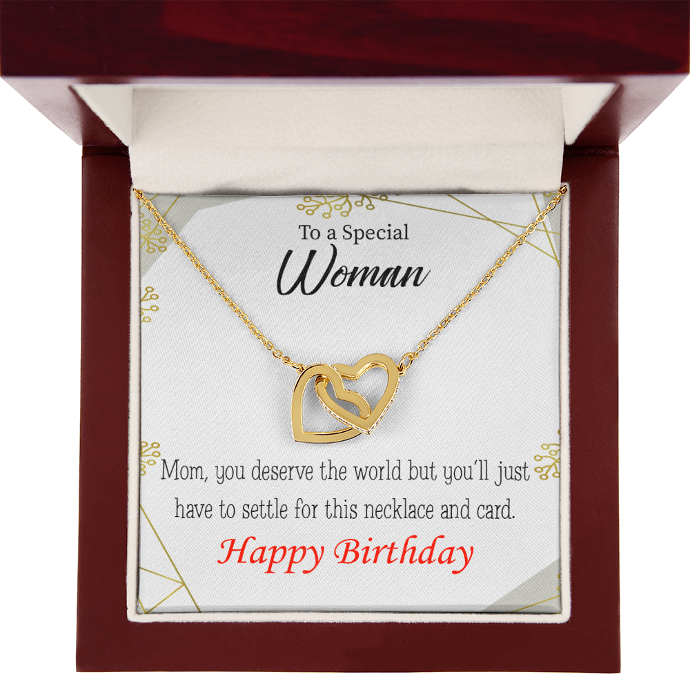 To Mom Birthday Message You Deserve the World Inseparable Necklace-Express Your Love Gifts