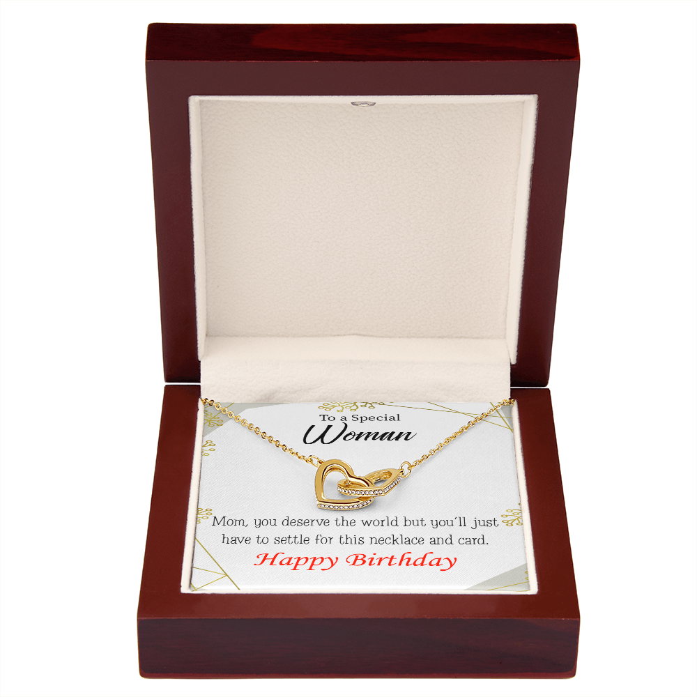 To Mom Birthday Message You Deserve the World Inseparable Necklace-Express Your Love Gifts