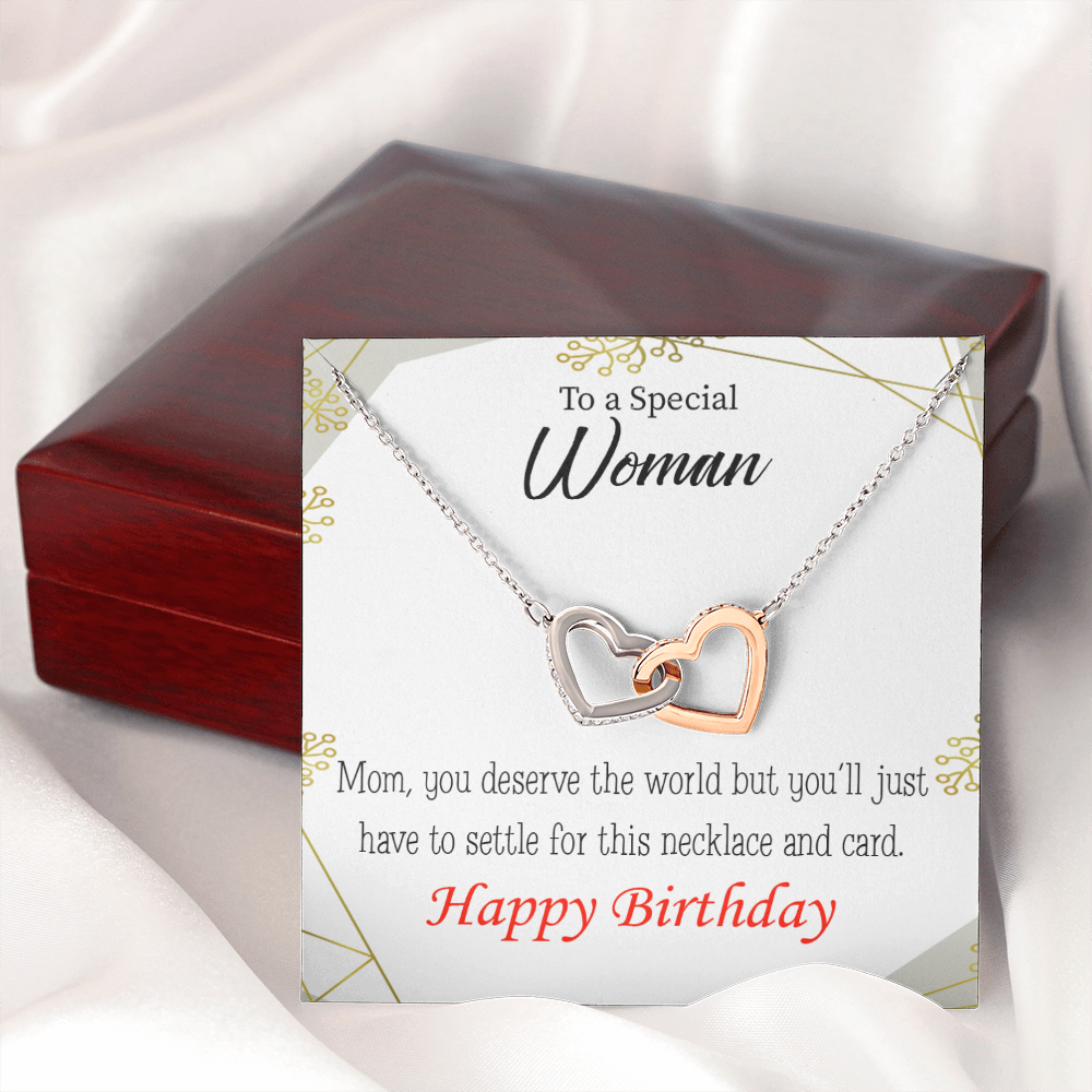 To Mom Birthday Message You Deserve the World Inseparable Necklace-Express Your Love Gifts