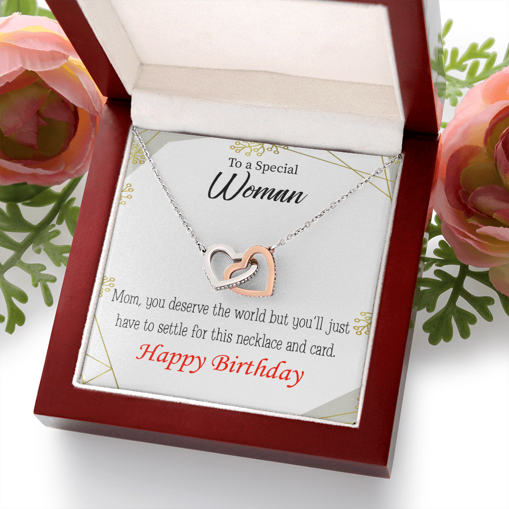 To Mom Birthday Message You Deserve the World Inseparable Necklace-Express Your Love Gifts