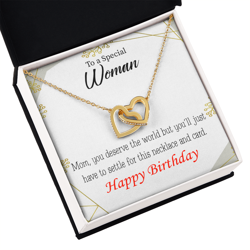 To Mom Birthday Message You Deserve the World Inseparable Necklace-Express Your Love Gifts